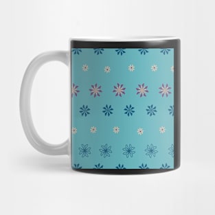 Stripes of geometric flowers on teal background Mug